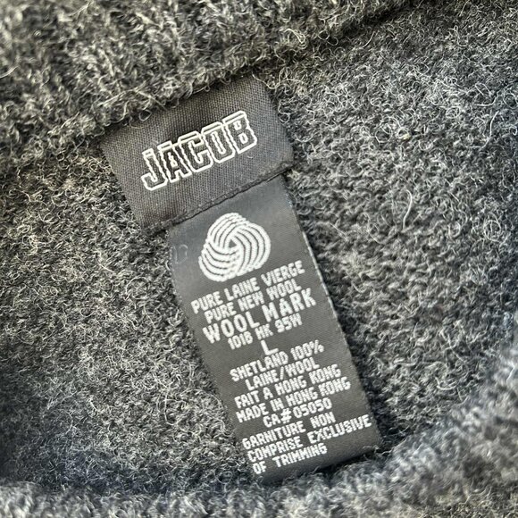 Jacob Charcoal Shetland Wool Vintage Fair Isle Knit Crewneck Sweater – US L - Picture 12 of 12